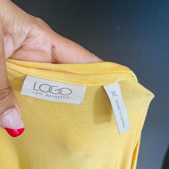LOGO Lori Goldstein Mustard Yellow Lace Embroidered Sheer Layered Tunic XL - Picture 9 of 10
